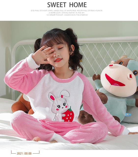 Zimowe zestawy flanelowych piżam dziecięcych dla chłopców i dziewczynek - Wianko - 9