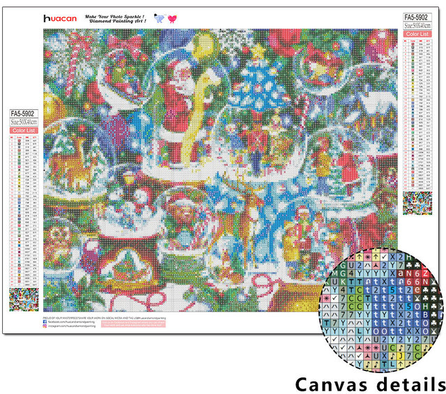 HUACAN 5D DIY Diamentowe Boże Narodzenie - Święty Mikołaj - Pełna Plac Mozaika Haftu Krzyżykowego - Dekoracja Wnętrz - Wianko - 2