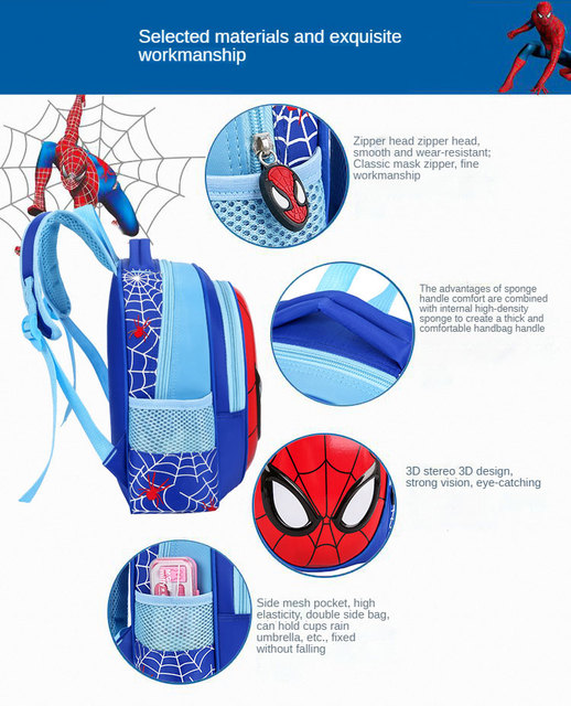 Tornister szkolny Disney Spiderman Cartoon dla chłopców - mrożony plecak księżniczki wodoodporny - Wianko - 8
