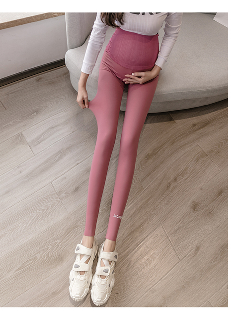 Podnoszenie brzucha talia brzuch bawełna legginsy ciążowe wiosna na co dzień spodnie obcisłe odzież dla ciężarnych kobiet jesień ciąża - Wianko - 32