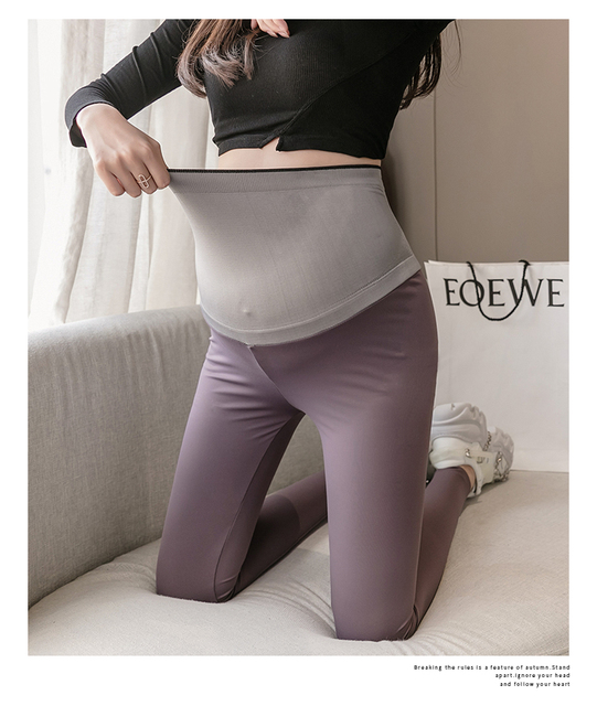Podnoszenie brzucha talia brzuch bawełna legginsy ciążowe wiosna na co dzień spodnie obcisłe odzież dla ciężarnych kobiet jesień ciąża - Wianko - 16
