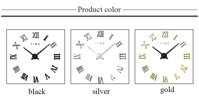 Duży cyfrowy zegar ścienny z cyframi rzymskimi 3D - DIY samoprzylepne zegary ścienne do salonu i domu - Wianko - 12