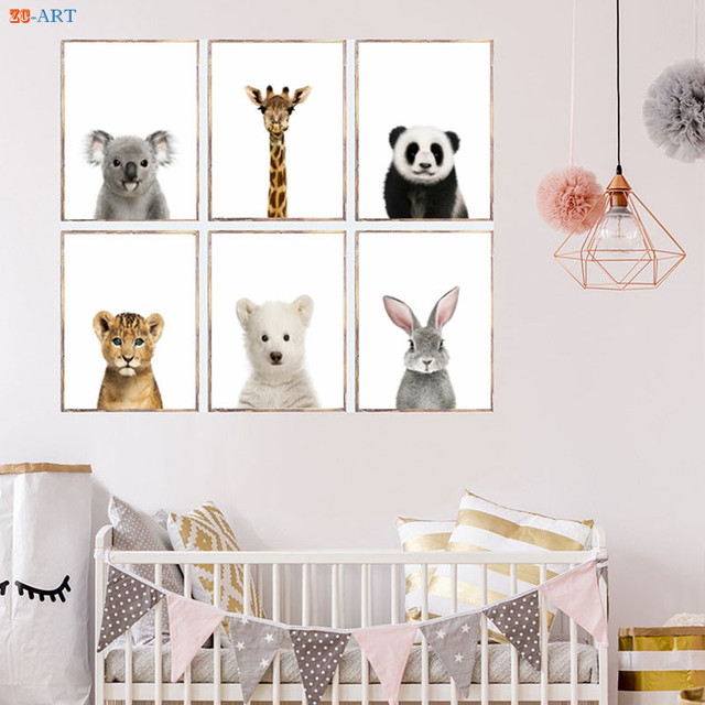 Obraz do pokoju dziecięcego z uroczymi zwierzętami - Koala, Żyrafa, Panda, Lew, Niedźwiedź Polar, Króliczek - Wianko - 4