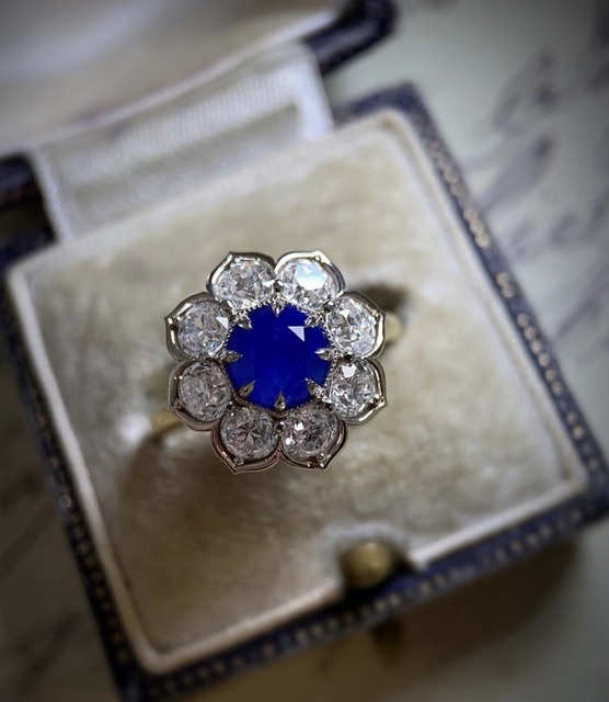 Pierścień Vintage z luksusowym niebieskim kryształowym kamieniem w złotym kolorze dla kobiet - Wianko - 5
