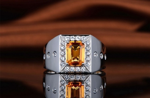 Pierścień obrączka ślubna mężczyzn srebro cyrkonia luksusowy rozmiar 6-13 - Wianko - 6