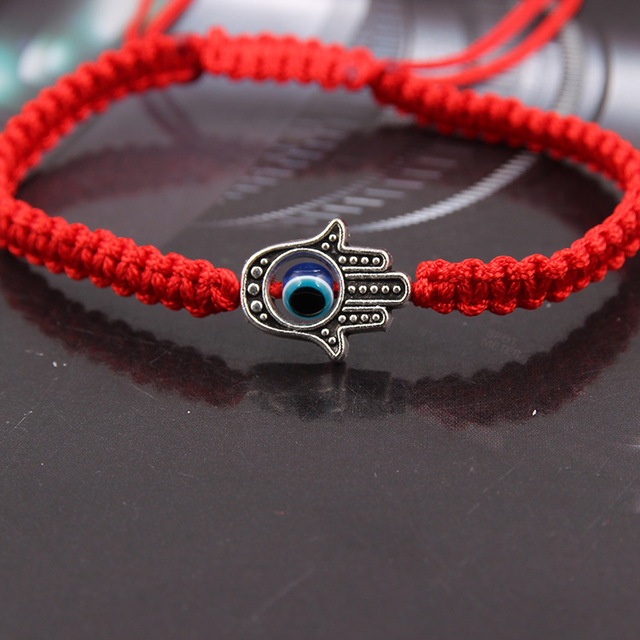 Hamsa czerwony sznurek z niebieskimi tureckimi bransoletkami Evil Eye dla kobiet, handmade szczęście Fatima przyjaźń biżuteria Amulet - Wianko - 1