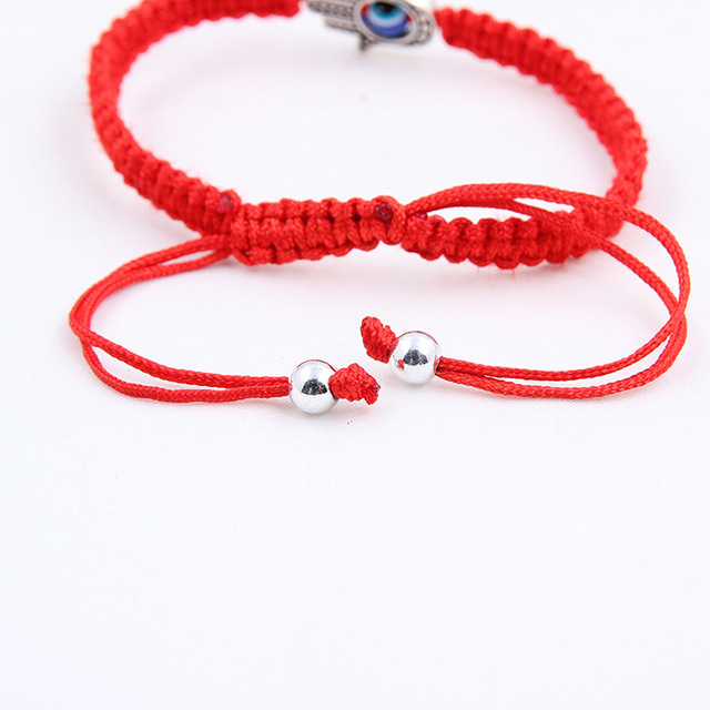 Hamsa czerwony sznurek z niebieskimi tureckimi bransoletkami Evil Eye dla kobiet, handmade szczęście Fatima przyjaźń biżuteria Amulet - Wianko - 4