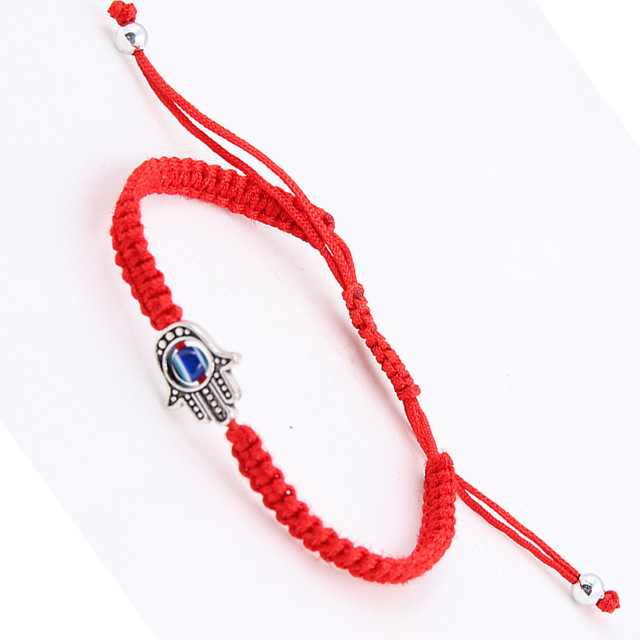 Hamsa czerwony sznurek z niebieskimi tureckimi bransoletkami Evil Eye dla kobiet, handmade szczęście Fatima przyjaźń biżuteria Amulet - Wianko - 5