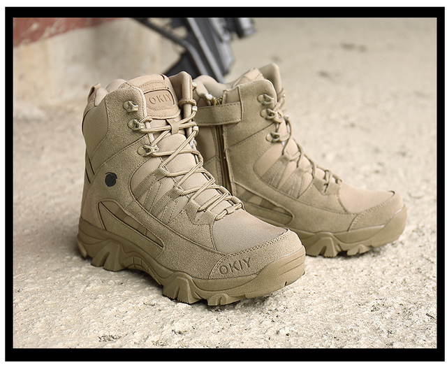 Męskie buty wojskowe bojowe w stylu motocyklowym, botki taktyczne, duże rozmiary 39-46 - Wianko - 12