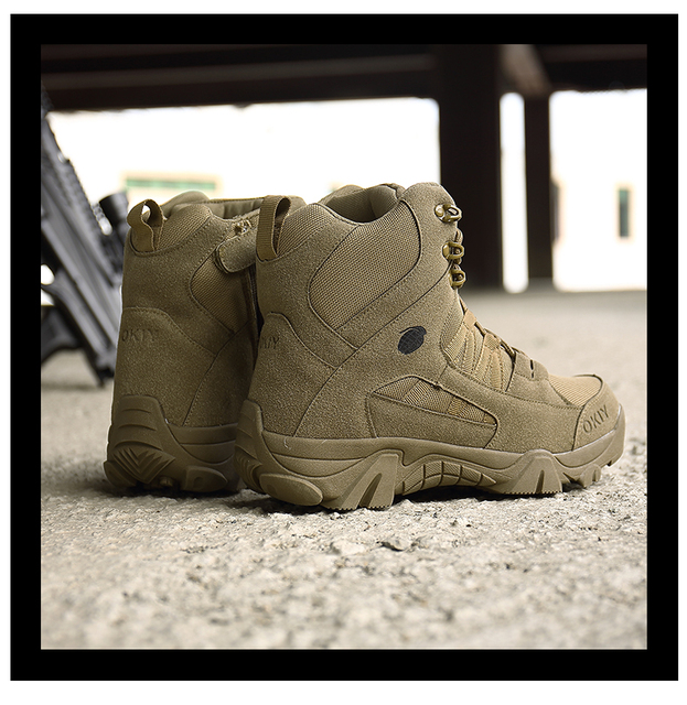 Męskie buty wojskowe bojowe w stylu motocyklowym, botki taktyczne, duże rozmiary 39-46 - Wianko - 21