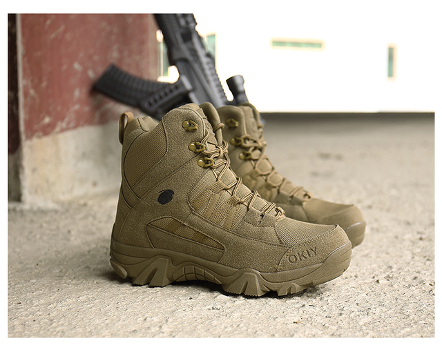 Męskie buty wojskowe bojowe w stylu motocyklowym, botki taktyczne, duże rozmiary 39-46 - Wianko - 16