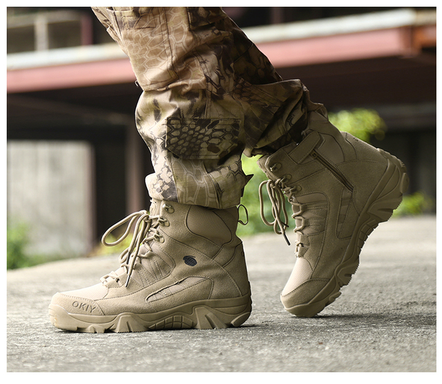 Męskie buty wojskowe bojowe w stylu motocyklowym, botki taktyczne, duże rozmiary 39-46 - Wianko - 10