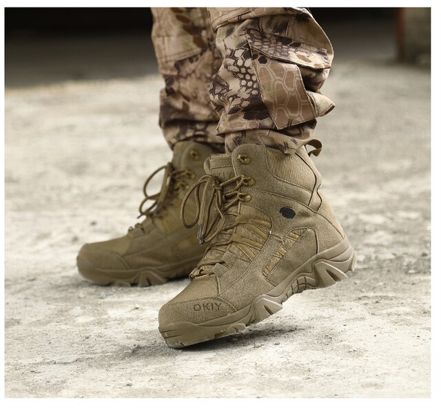 Męskie buty wojskowe bojowe w stylu motocyklowym, botki taktyczne, duże rozmiary 39-46 - Wianko - 18