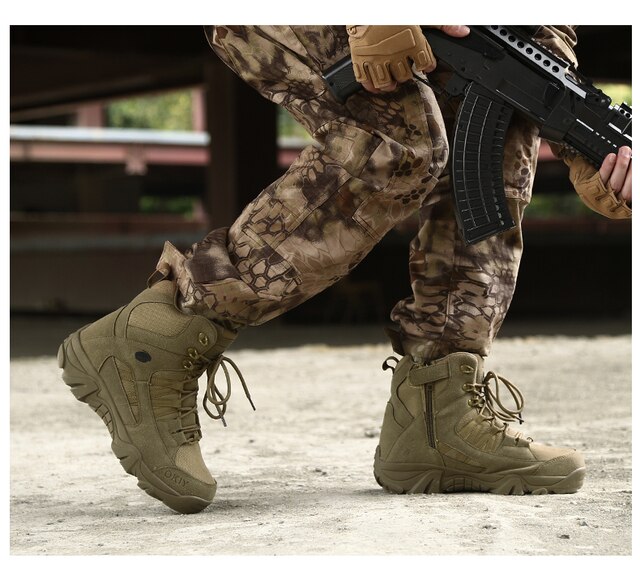 Męskie buty wojskowe bojowe w stylu motocyklowym, botki taktyczne, duże rozmiary 39-46 - Wianko - 22