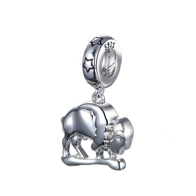 Wisiorek krowa 925 srebro amerykańskie z bawolimi koralikami do bransoletki GW Charm DIY biżuteria prezent - Wianko - 2