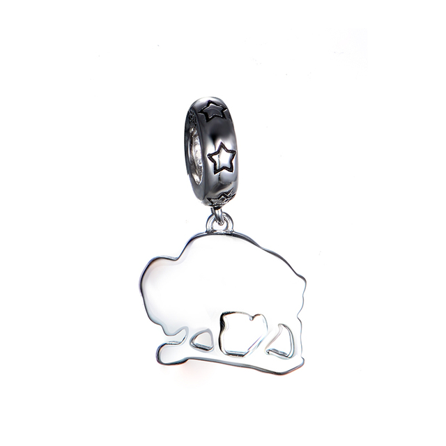 Wisiorek krowa 925 srebro amerykańskie z bawolimi koralikami do bransoletki GW Charm DIY biżuteria prezent - Wianko - 3