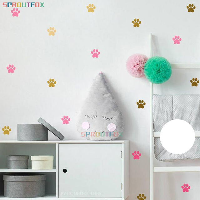 Naklejki ścienne dla dzieci - Kolorowe koty i psy - Zabawne zwierzęce ślady - DIY dekoracja pokoju dziecięcego - Wianko - 2