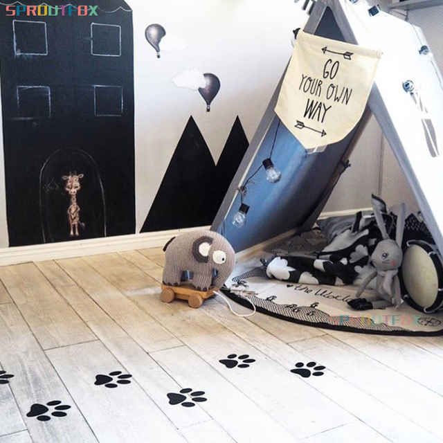 Naklejki ścienne dla dzieci - Kolorowe koty i psy - Zabawne zwierzęce ślady - DIY dekoracja pokoju dziecięcego - Wianko - 3