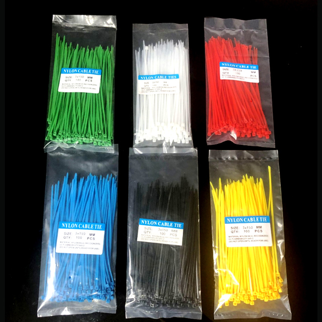 Opaski zaciskowe do kabli - nylonowe, 100 sztuk, 6 kolorów, 2.5mm x 100mm, wysoka jakość - Wianko - 1