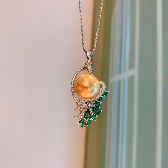 Luksusowy naszyjnik emerald wykonany z 925 Sterling Silver z dużą perłą 14mm dla kobiet na przyjęcia weselne i koktajle (Jubilerski Prezent) - Wianko - 10