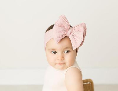 Oversize Bow Baby - szeroki pałąk z miękkim jedwabnym kwiatem dla dziewczynki - Turban Newborn Headwrap - Wianko - 3
