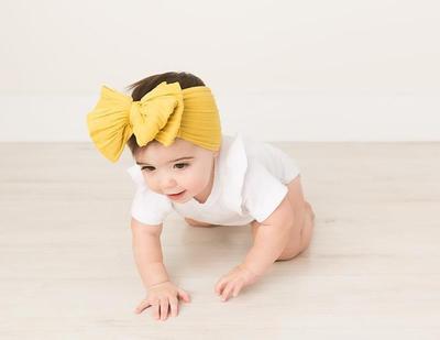 Oversize Bow Baby - szeroki pałąk z miękkim jedwabnym kwiatem dla dziewczynki - Turban Newborn Headwrap - Wianko - 4