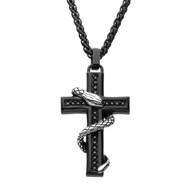 Naszyjnik Wisiorek Krzyżowy z Wężem - Christian, Emo, Streetwear, Gothic, Hippie - Wianko - 4