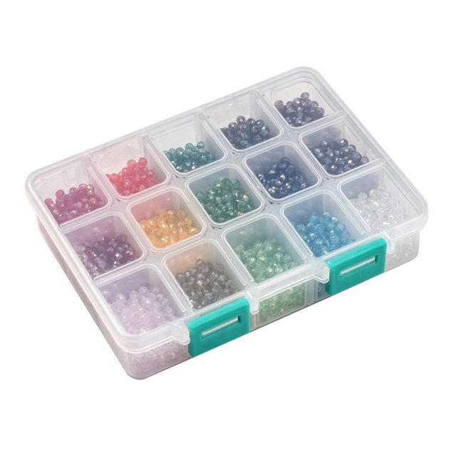 Fasetowane szklane koraliki Rondelle, 15 kolorów w jednym pudełku, rozmiary: 4mm, 6mm, 8mm - biżuteria DIY - Wianko - 5