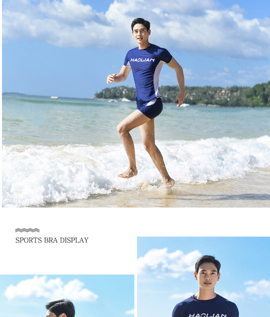 Męski kombinezon kąpielowy anty-UV, szybkoschnący T-shirt i kąpielówki - idealny dla surfowania i plażowania - Wianko - 10