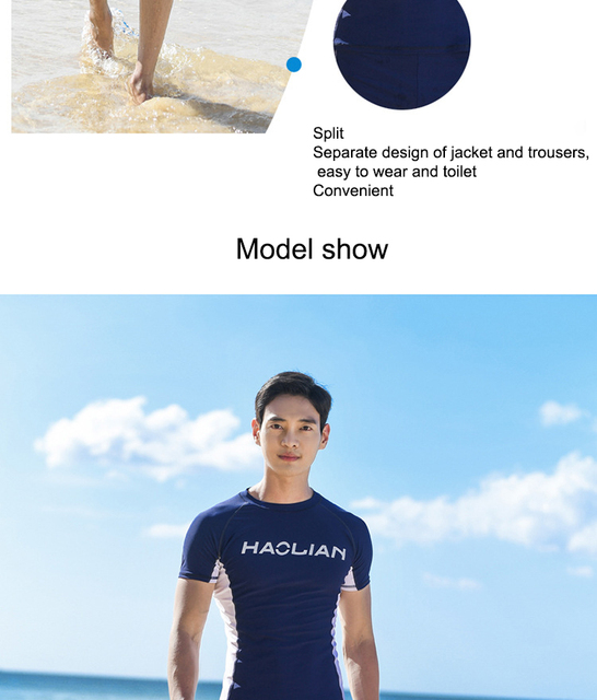 Męski kombinezon kąpielowy anty-UV, szybkoschnący T-shirt i kąpielówki - idealny dla surfowania i plażowania - Wianko - 5