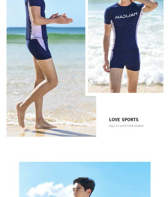 Męski kombinezon kąpielowy anty-UV, szybkoschnący T-shirt i kąpielówki - idealny dla surfowania i plażowania - Wianko - 8