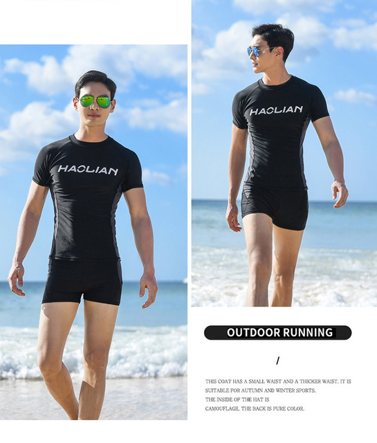 Męski kombinezon kąpielowy anty-UV, szybkoschnący T-shirt i kąpielówki - idealny dla surfowania i plażowania - Wianko - 20