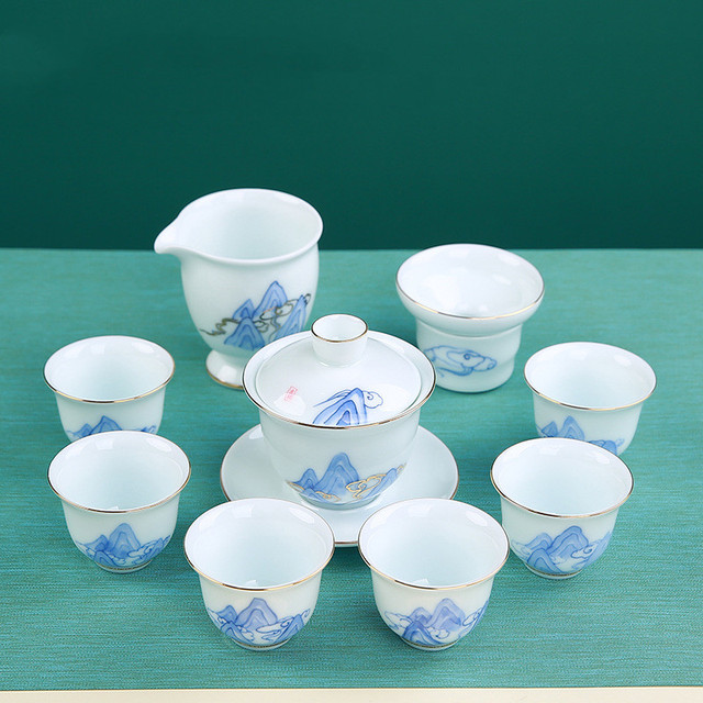 Zestaw 10 sztuk wyszukanych ceramicznych naczyń: ręcznie wykonane czajniki, kubki na herbatę, filtry; porcelanowy czajniczek chiński- do herbaty, gospodarstwa domowego, teaware, drinkware - Wianko - 2