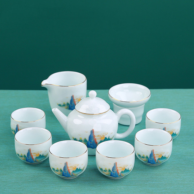 Zestaw 10 sztuk wyszukanych ceramicznych naczyń: ręcznie wykonane czajniki, kubki na herbatę, filtry; porcelanowy czajniczek chiński- do herbaty, gospodarstwa domowego, teaware, drinkware - Wianko - 14