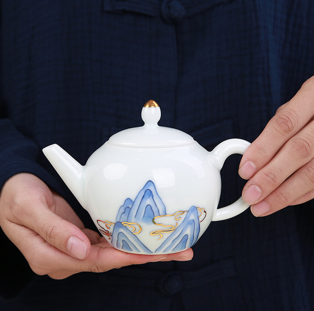 Zestaw 10 sztuk wyszukanych ceramicznych naczyń: ręcznie wykonane czajniki, kubki na herbatę, filtry; porcelanowy czajniczek chiński- do herbaty, gospodarstwa domowego, teaware, drinkware - Wianko - 7