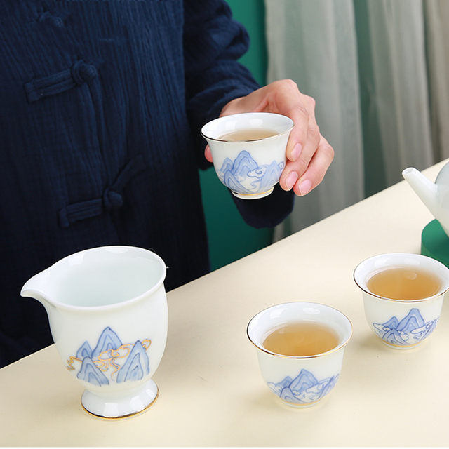 Zestaw 10 sztuk wyszukanych ceramicznych naczyń: ręcznie wykonane czajniki, kubki na herbatę, filtry; porcelanowy czajniczek chiński- do herbaty, gospodarstwa domowego, teaware, drinkware - Wianko - 6