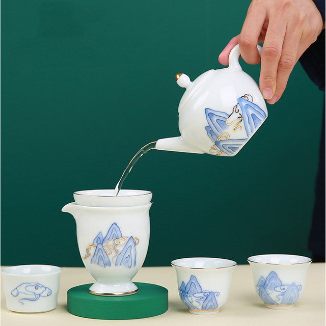 Zestaw 10 sztuk wyszukanych ceramicznych naczyń: ręcznie wykonane czajniki, kubki na herbatę, filtry; porcelanowy czajniczek chiński- do herbaty, gospodarstwa domowego, teaware, drinkware - Wianko - 4