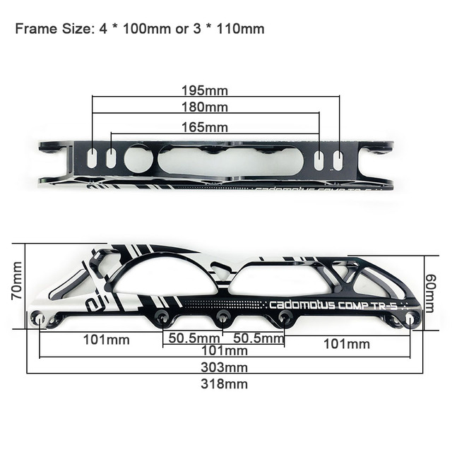 Wrotki Frame Comp TR-S - łyżworolki DJ73, 3*100 i 4*90mm/3*110 i 4*100mm/3*125 i 4*110mm, 165-195mm - Wianko - 3