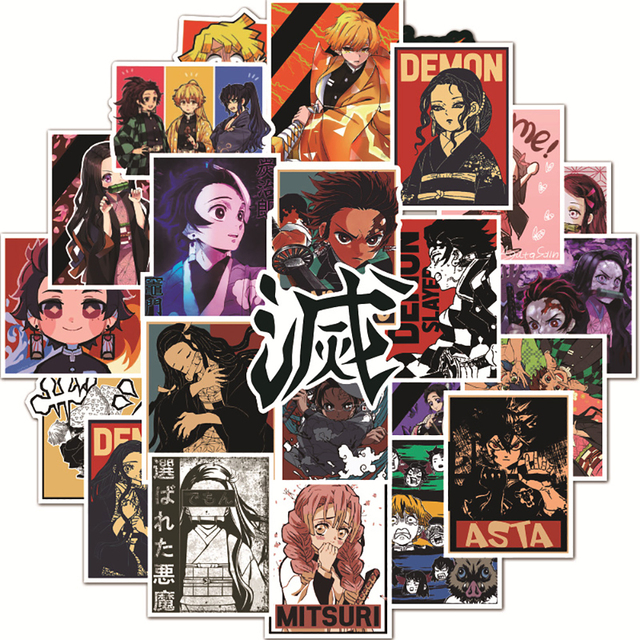 Anime Demon Slayer Kimetsu no Yaiba - Naklejki kalkomanie - 10/30/50/100 sztuk - Graffiti - Walizka, zamrażarka, laptop, motocykl - Naklejka Kid zabawka - Wianko - 3