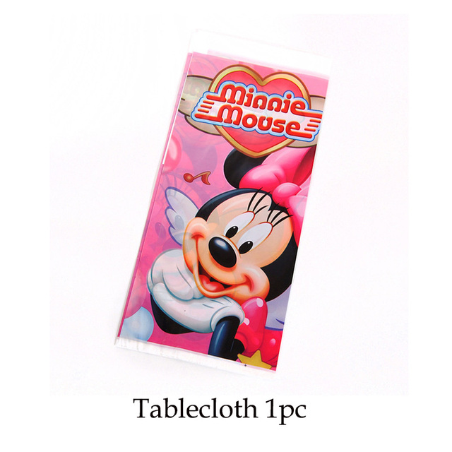 Dekoracje urodzinowe Minnie Mouse Party Girl - jednorazowe zastawy stołowe, talerze papierowe, kubek, flaga, przybory dla niemowląt - Wianko - 6