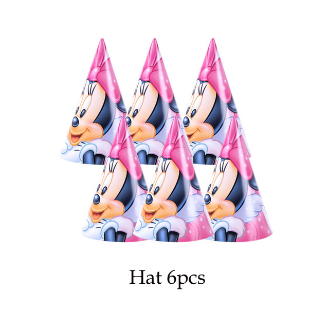 Dekoracje urodzinowe Minnie Mouse Party Girl - jednorazowe zastawy stołowe, talerze papierowe, kubek, flaga, przybory dla niemowląt - Wianko - 7
