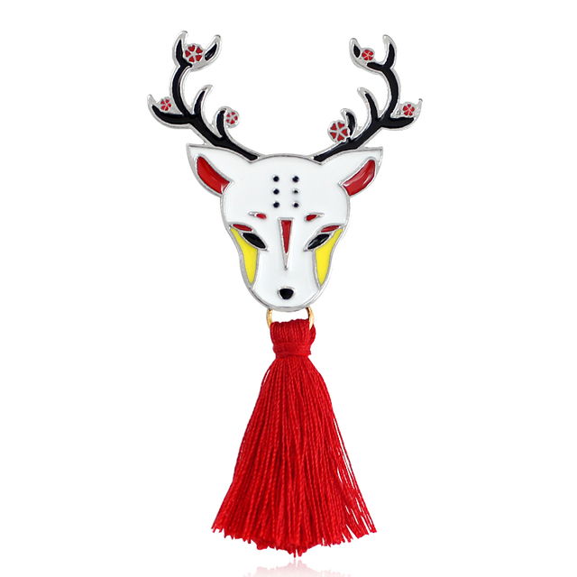Broszka stylowa Sika deer White Rabbit z czerwonymi frędzlami osobowości dla wszystkich - Wianko - 12