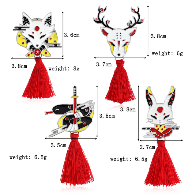 Broszka stylowa Sika deer White Rabbit z czerwonymi frędzlami osobowości dla wszystkich - Wianko - 1