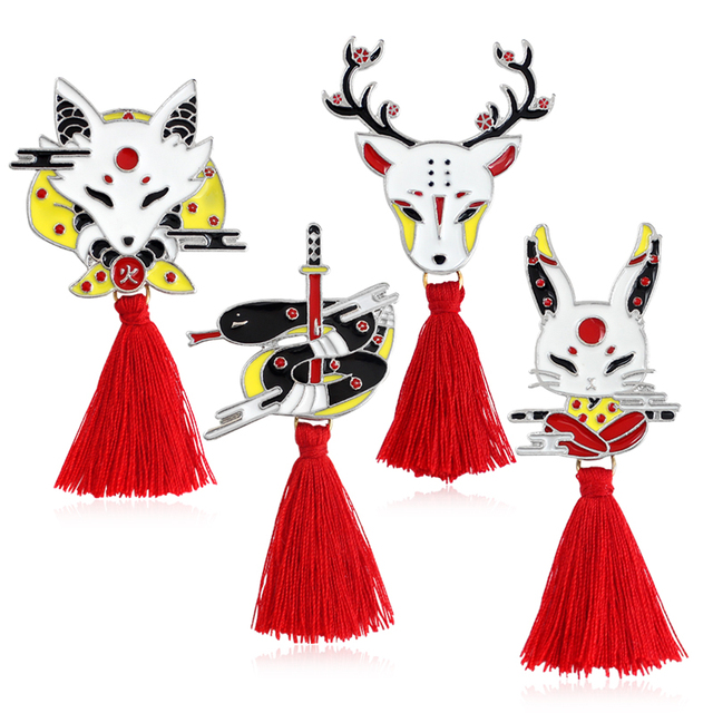 Broszka stylowa Sika deer White Rabbit z czerwonymi frędzlami osobowości dla wszystkich - Wianko - 3