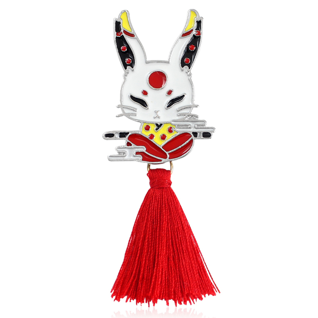 Broszka stylowa Sika deer White Rabbit z czerwonymi frędzlami osobowości dla wszystkich - Wianko - 9