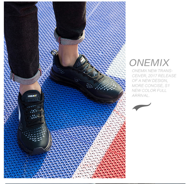 Męskie buty do biegania ONEMIX 2021, czarne/białe, z siatką oddychającą - Wianko - 20