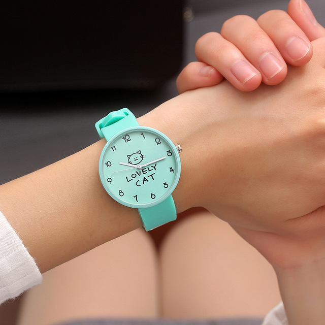 Dziecięcy zegarek kwarcowy silikonowy - cukierki kolor, studencki moda kot - damski zegarek - Wianko - 3