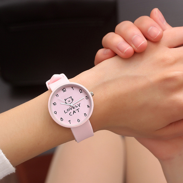 Dziecięcy zegarek kwarcowy silikonowy - cukierki kolor, studencki moda kot - damski zegarek - Wianko - 2