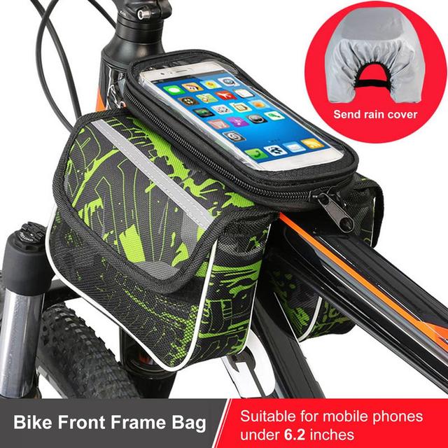 Torba rowerowa przednia na dużej pojemności MTB Road z dwustronnym etui na telefon komórkowy, uchwytem i osłoną przeciwdeszczową - Wianko - 6