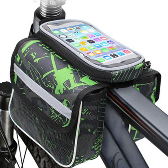 Torba rowerowa przednia na dużej pojemności MTB Road z dwustronnym etui na telefon komórkowy, uchwytem i osłoną przeciwdeszczową - Wianko - 7